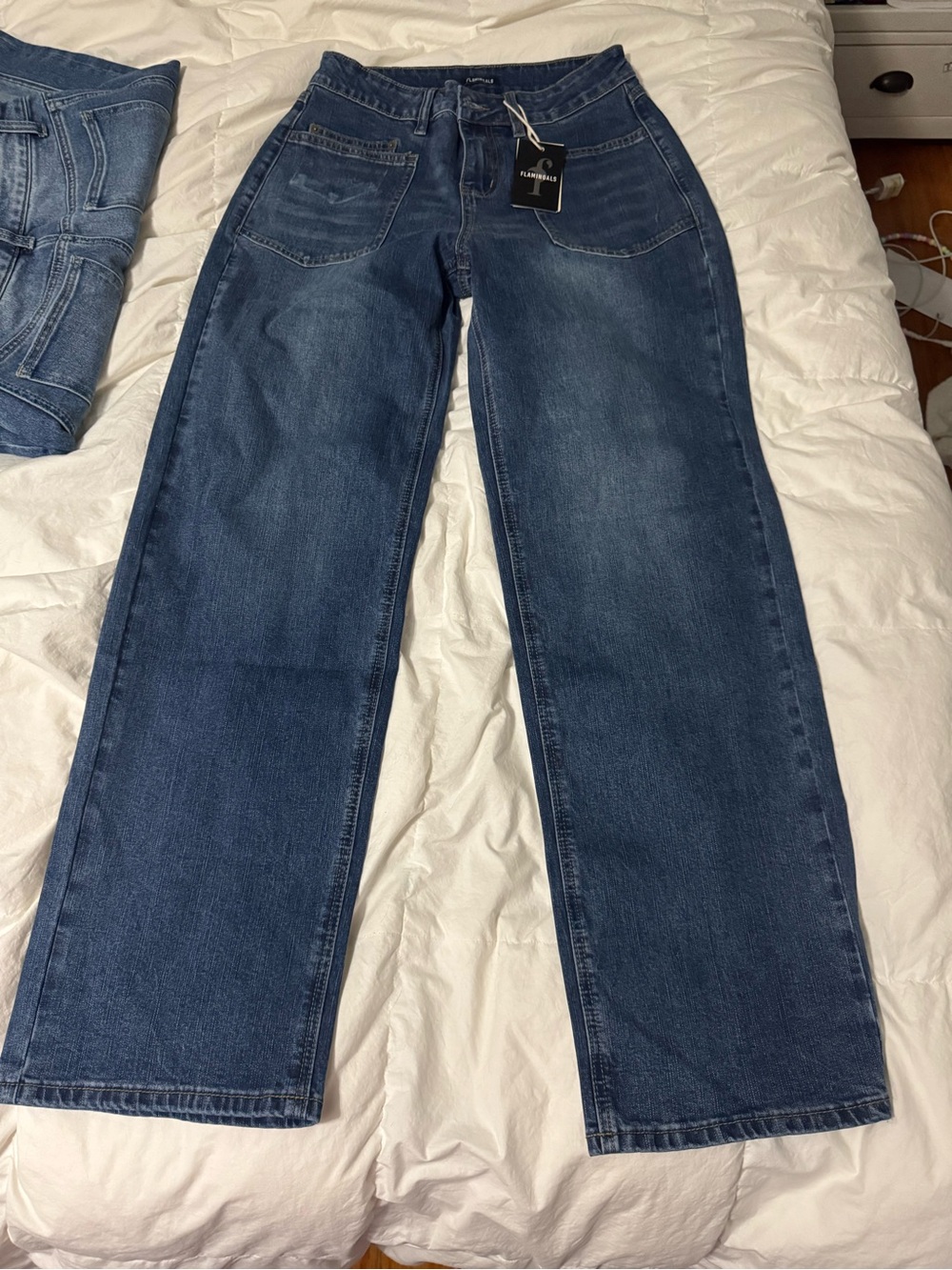 PLAE Women's Straight Jeans - Dark Blue Denim